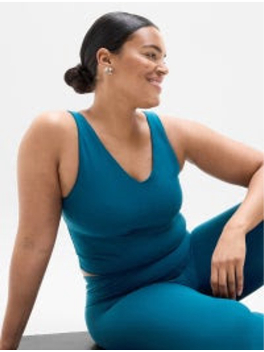 Athleta Transcend V-Neck Crop Sports Bra D-DD Coastal Teal Women's M